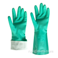Зеленая коррозионная кислота промышленных рабочих работ резиновые перчатки
